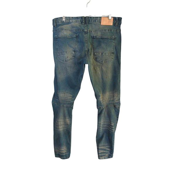 Smoke Rise Jeans Mens 36x32 Blue Distressed Slim Stretch - Picture 13 of 13